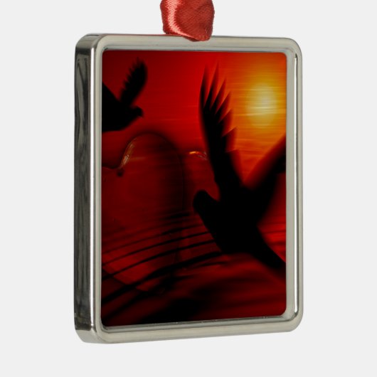 Harten en duiven metalen ornament (Rechts)