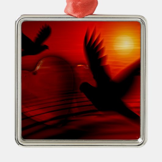 Harten en duiven metalen ornament (Voorkant)