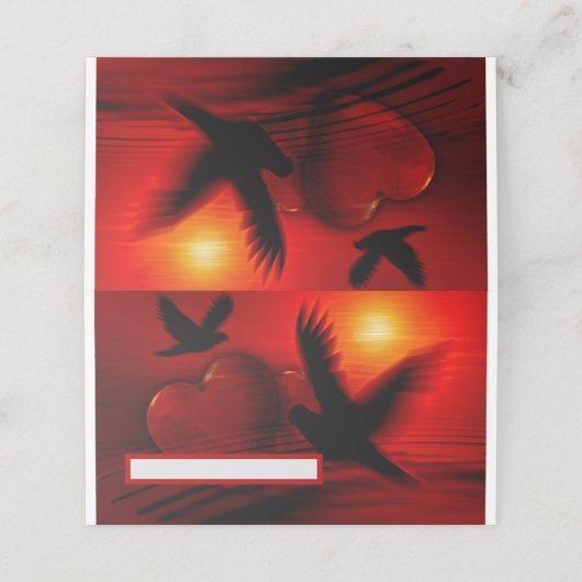 Harten en duiven plaatskaartje (Buitenkant ongevouwen)