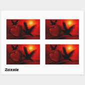 Harten en duiven rechthoekige sticker (Vel)