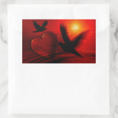 Harten en duiven rechthoekige sticker (Tas)