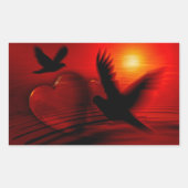 Harten en duiven rechthoekige sticker (Voorkant)