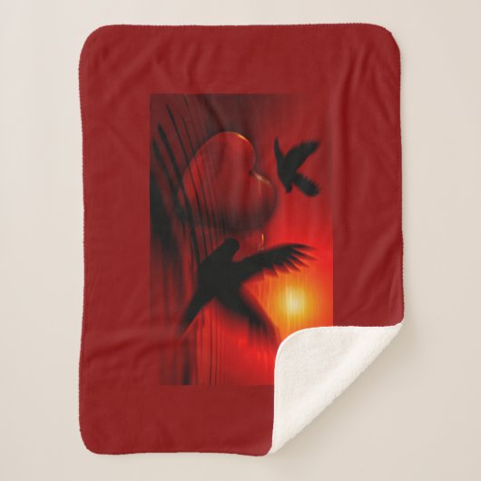 Harten en duiven sherpa deken (Voorkant)