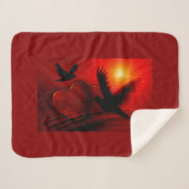 Harten en duiven sherpa deken