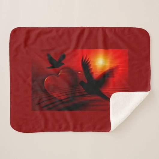 Harten en duiven sherpa deken (Voorkant (horizontaal))