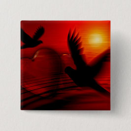 Harten en duiven vierkante button 5,1 cm