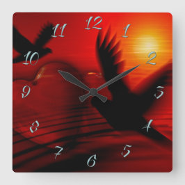 Harten en duiven vierkante klok