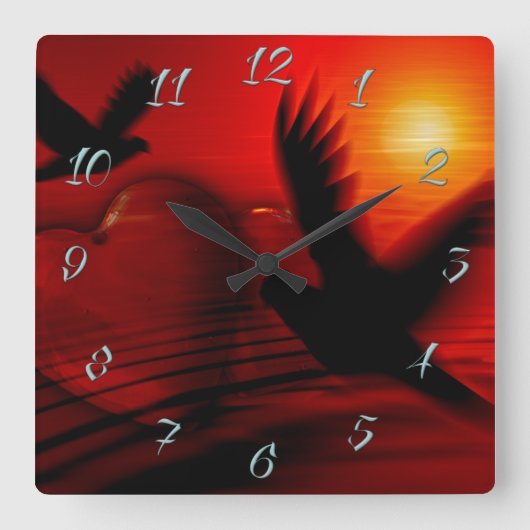 Harten en duiven vierkante klok (Voorkant)