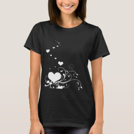 Harten en Elegante Krullende Bloemmotieven Minimaa T-shirt