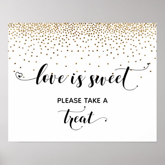Harten en gouden liefde is Sweet Dessert Table Sig Poster (Voorkant)