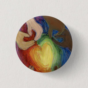Harten en handen Diversiteit Hart de Speld van de  Ronde Button 3,2 Cm
