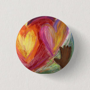 Harten en handen diversiteit Liefde Lapel Pin Butt Ronde Button 3,2 Cm