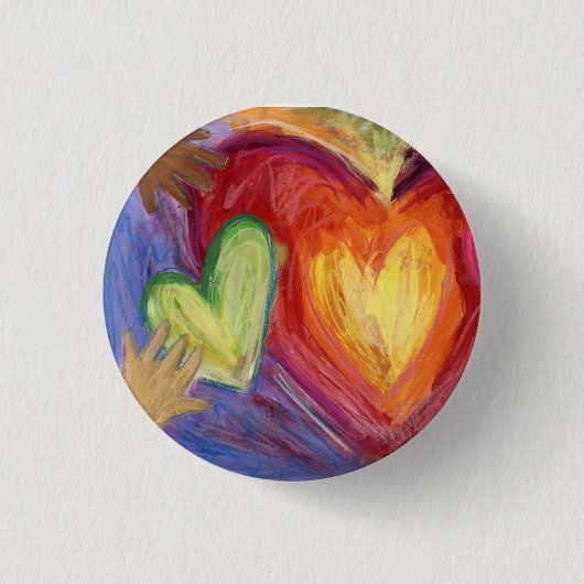Harten en handen diversiteit Liefde Lapel Pin Butt Ronde Button 3,2 Cm (Voorkant)