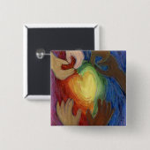 Harten en handen Diversiteit Liefde Lapel Pin of B Vierkante Button 5,1 Cm (Voorkant /achterkant)