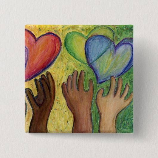 Harten en handen diversity Love Button of Lapel Pi (Voorkant)