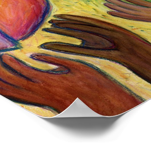 Harten en handen houden van het schilderen van kun poster (Hoek)