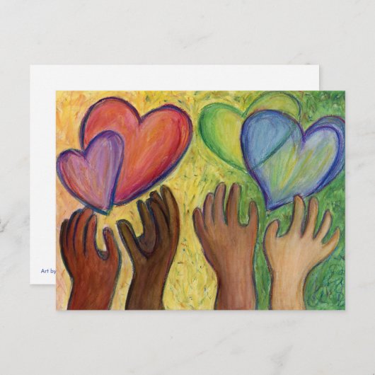 Harten en handen liefdesdiversiteit Aangepaste Art Briefkaart (Voorkant / Achterkant)