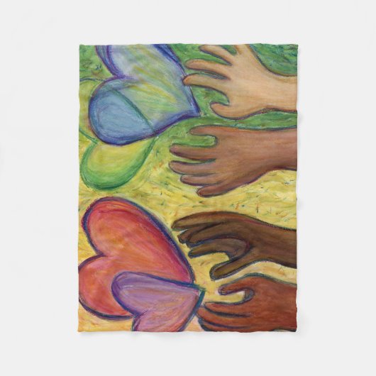 Harten en handen liefdesdiversiteit Art Soft Blank Fleece Deken (Voorkant)