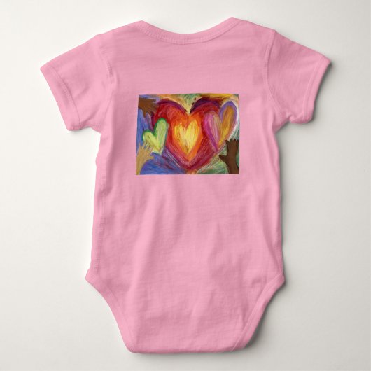 Harten en handen liefdesdiversiteit Kunst aangepas Romper (Achterkant)