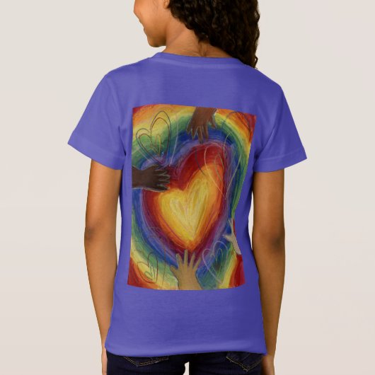 Harten en handen liefdesdiversiteit Kunst aangepas T-shirt (Achterkant)