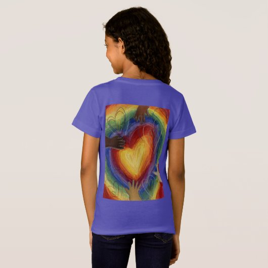 Harten en handen liefdesdiversiteit Kunst aangepas T-shirt (Achterkant volledig)