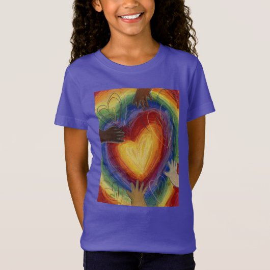 Harten en handen liefdesdiversiteit Kunst aangepas T-shirt (Voorkant)
