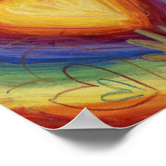 Harten en handen liefdesschilderend Poster afdrukk (Hoek)