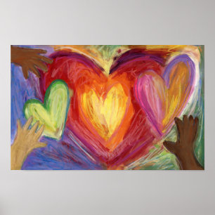 Harten en handen liefdesschilderend Poster afdrukk