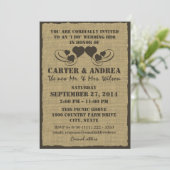 Harten en jute BBQ-huwelijksreceptie Kaart (Staand voorkant)