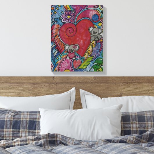 Harten en koala's canvas afdruk (Insitu (Slaapkamer))