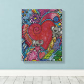 Harten en koala's canvas afdruk (Insitu (Houten vloer))