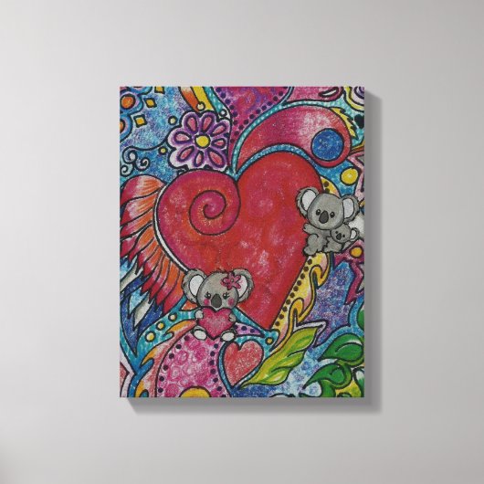 Harten en koala's canvas afdruk (Voorkant)