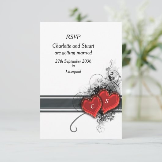 Harten en Krullen RSVP Kaartje (Staand voorkant)