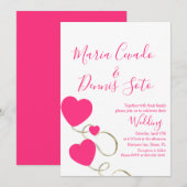 Harten en Krullen Script Roze Goud Trouw Kaart (Voorkant / Achterkant)