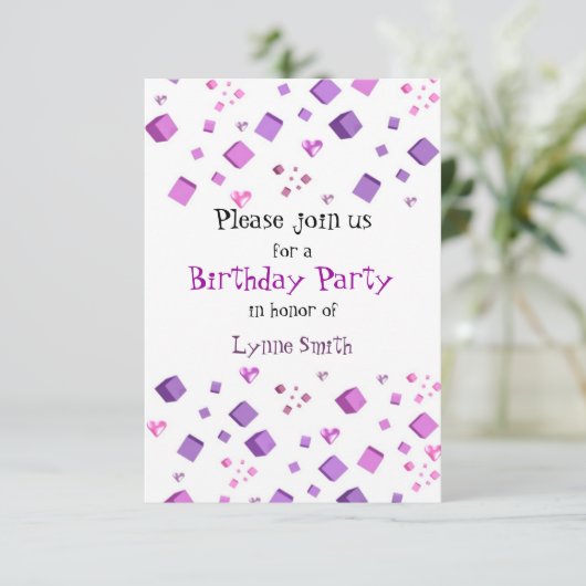 Harten en kubussen - uitnodiging op zaterdag (Staand voorkant)