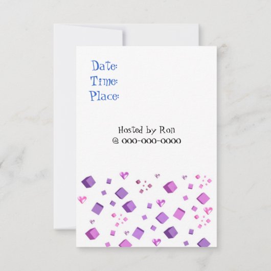 Harten en kubussen - uitnodiging op zaterdag (Achterkant)