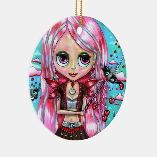 Harten en kussens kotsen grote ogen airy Doll Keramisch Ornament (Rechts)