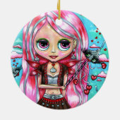 Harten en kussens kotsen grote ogen airy Doll Keramisch Ornament (Achterkant)