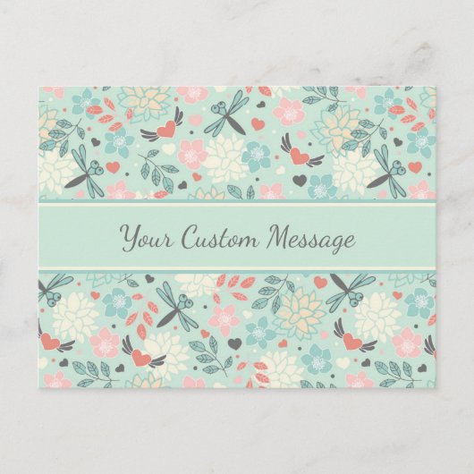 Harten en libellen  flora briefkaart (Voorkant)