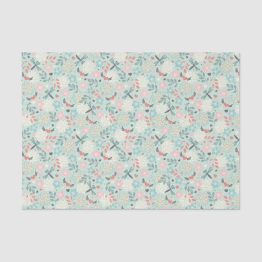 Harten en libellen flora tissuepapier (Voorkant)