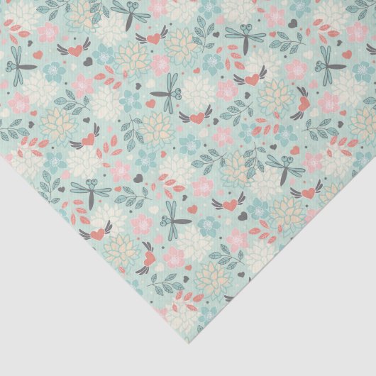 Harten en libellen  flora tissuepapier (Detail)