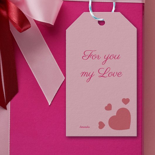 Harten en liefde op roze Gift Label Cadeaulabel