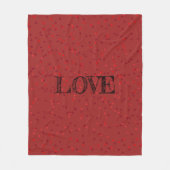 Harten en "liefde" - rood en gezellig fleece deken (Voorkant)