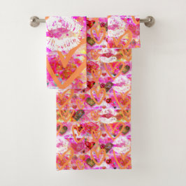 Harten en lippen bad handdoek