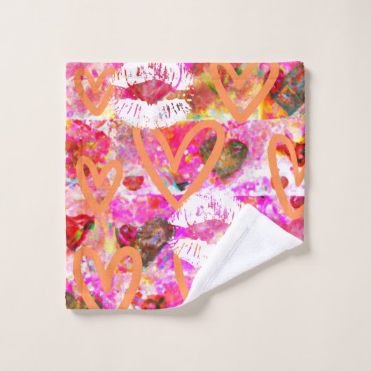 Harten en lippen bad handdoek (Wasdoekje)