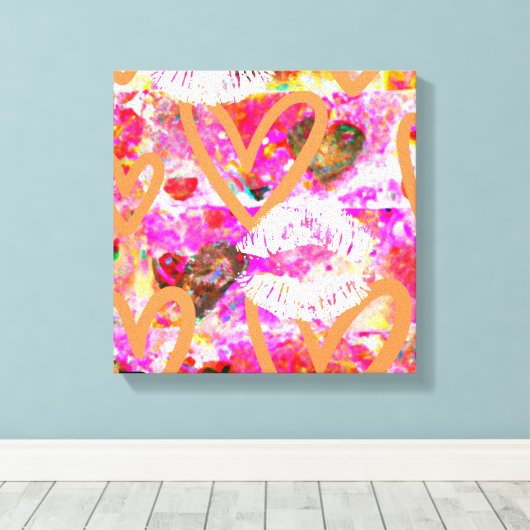 Harten en lippen canvas afdruk (Insitu (Houten vloer))