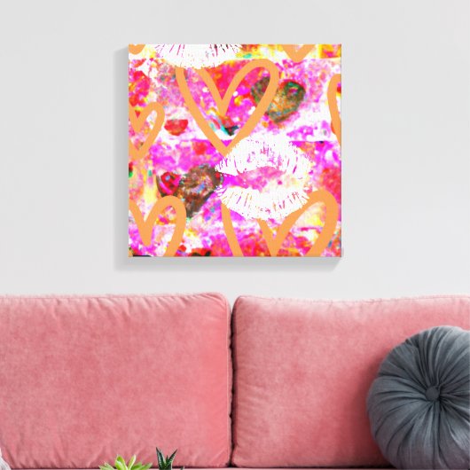 Harten en lippen canvas afdruk (Insitu (Woonkamer))