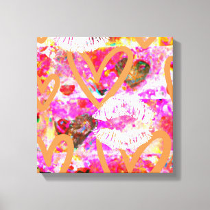 Harten en lippen canvas afdruk