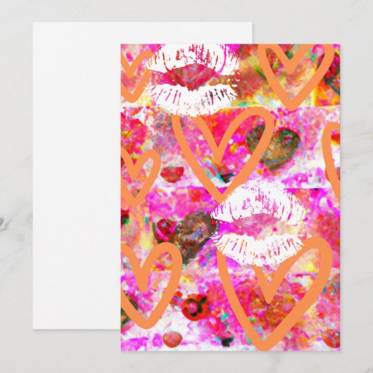 Harten en lippen feestdagenkaart (Voorkant / Achterkant)