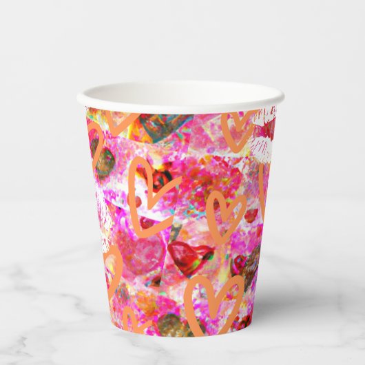 Harten en lippen papieren bekers (Voorkant)